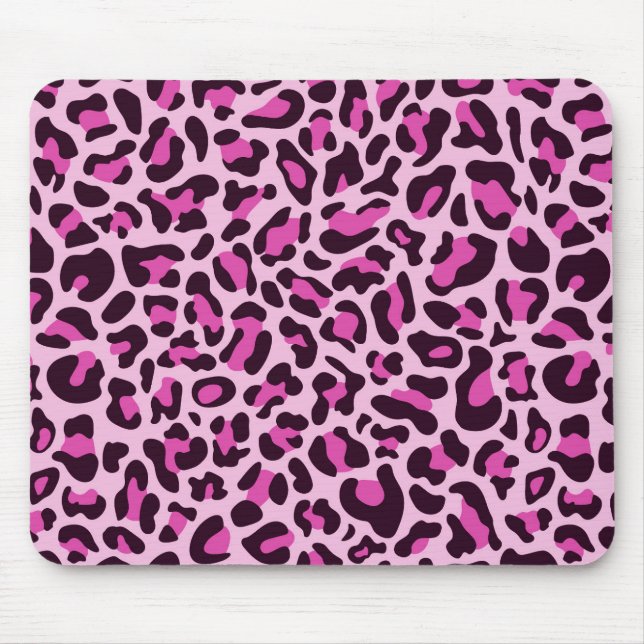 Pink Leopard Print Girly Trendy Mouse Pad Pads (Front)