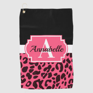 Pink Leopard Print Golf Towel