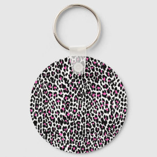 pink leopard print keychain