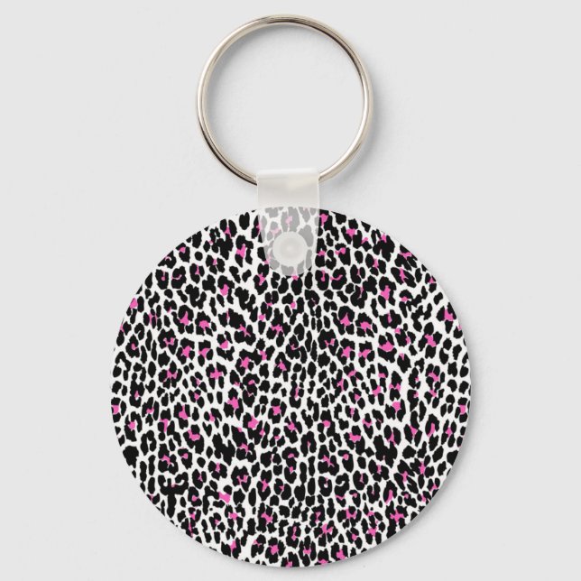 pink leopard print keychain (Front)