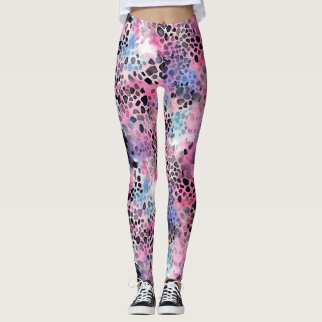 Pink Leopard Print Leggings (Front)