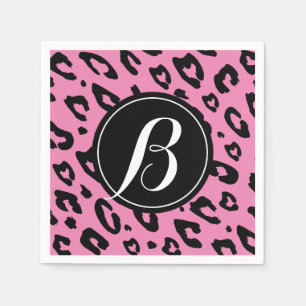 Pink leopard print napkins with custom monogram