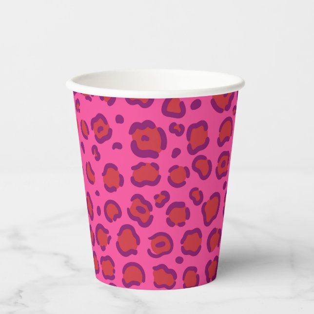 Pink Leopard Print Paper Cups (Front)