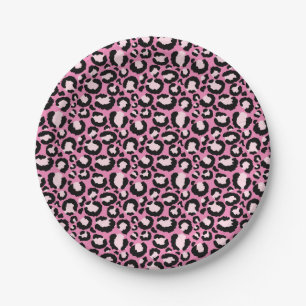Pink Leopard Print Paper Plate