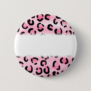 Pink Leopard Print Pattern. 2 Inch Round Button