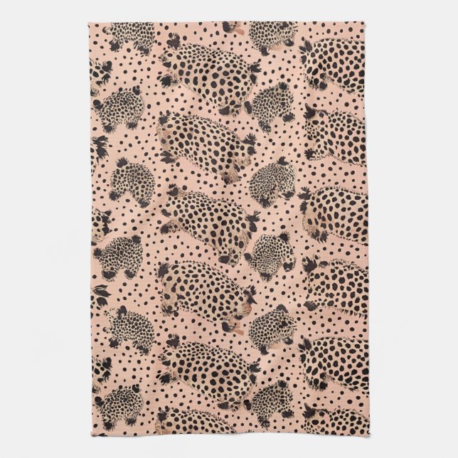 Pink Leopard Print Pattern – Chic Animal Kitchen Towel (Vertical)