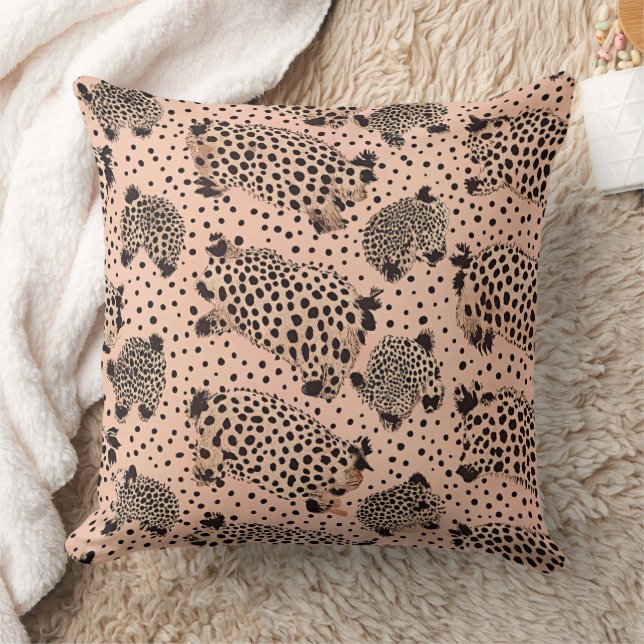 Pink Leopard Print Pattern – Chic Animal Throw Pillow (Blanket)