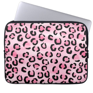 Pink Leopard Print Pattern. Laptop Sleeve