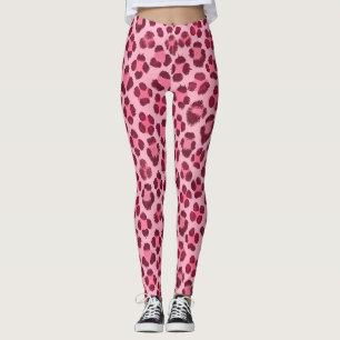 Pink Leopard Print Pattern Leggings
