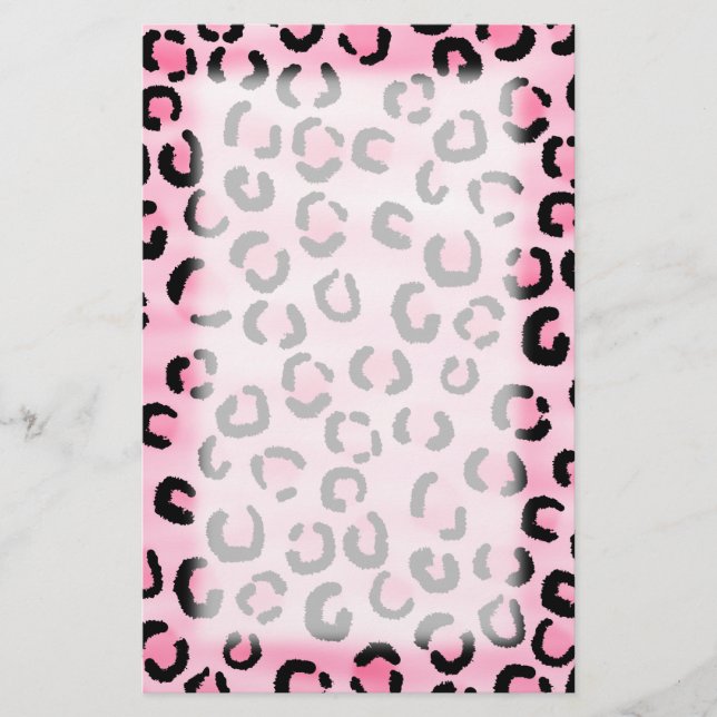 Pink Leopard Print Pattern. Stationery (Front)