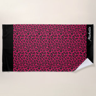 pink Leopard Print Personalized  Beach Towel