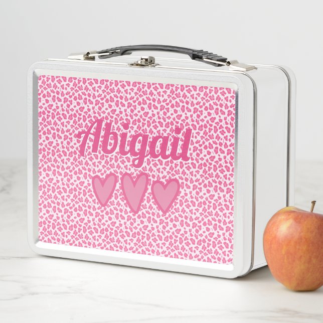 Pink Leopard Print - Personalized Lunch Box (In Situ)