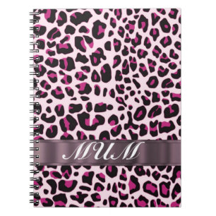 Pink leopard print personalized mothers notebook