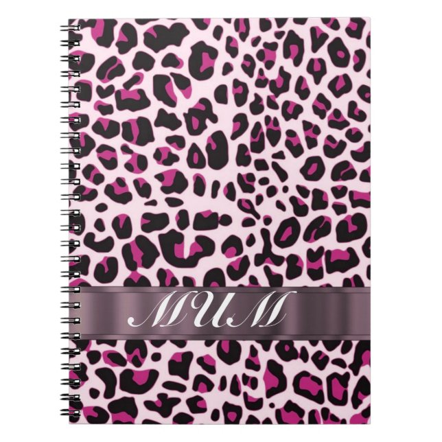Pink leopard print personalized mothers notebook (Front)