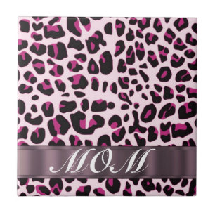Pink leopard print personalized mothers tile