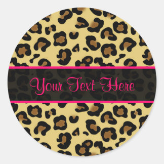 Pink Leopard Print Personalized Stickers