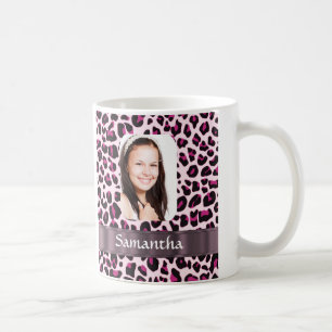 Pink leopard print photo template coffee mug