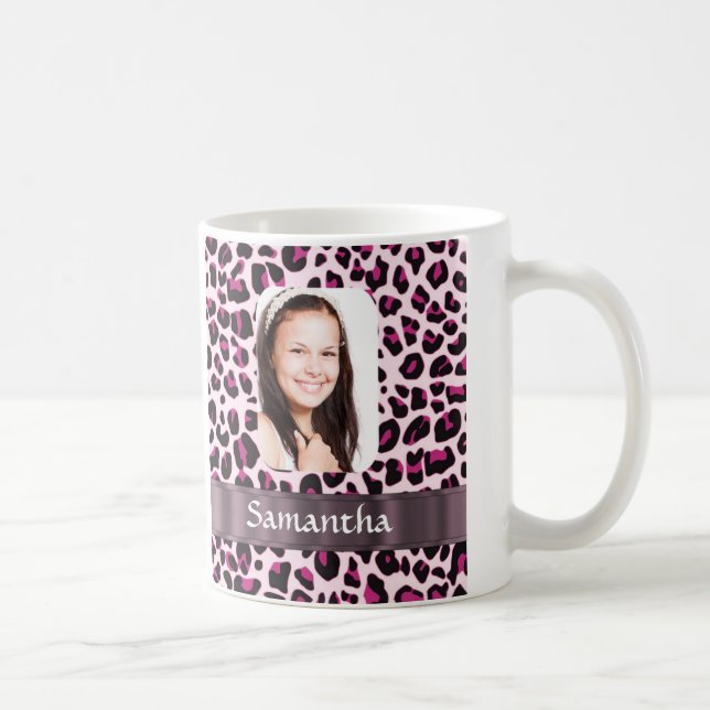 Pink leopard print photo template coffee mug (Right)