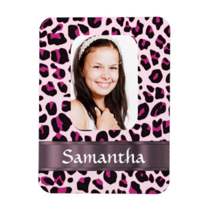 Pink leopard print photo template magnet