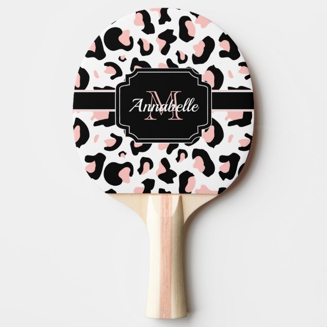 Pink Leopard Print Ping Pong Paddle (Front)