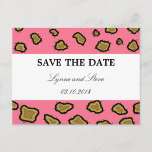 Pink Leopard Print Save the Date Announcement Postcard