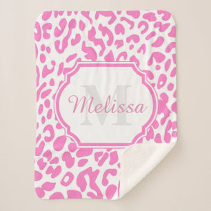 Pink Leopard Print Sherpa Blanket