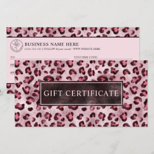 Pink Leopard Print Shop Owner Gift Certificate