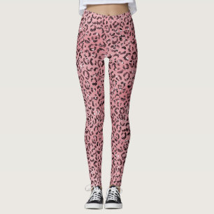Pink leopard Print Sparkle Glitter Leggings