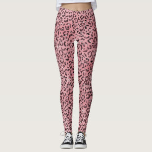 Women's Pink Leopard Print Leggings & Tights