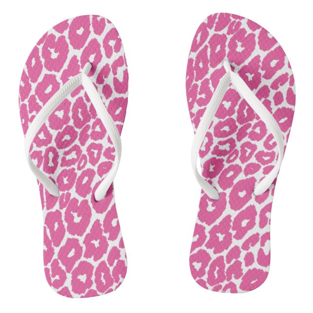 Pink Leopard Print Spot Changer Flip Flops (Footbed)