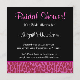 Pink Leopard Print Square Bridal Shower Invite