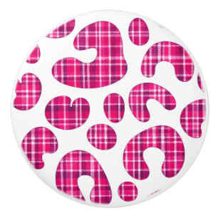 Pink leopard print tartan knob Scottish 