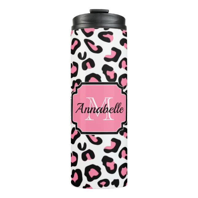 Pink Leopard Print Thermal Tumbler (Front)