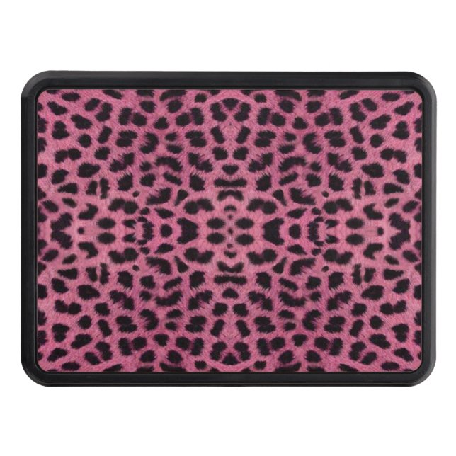 Pink Leopard Print Trailer Hitch Cover (Front)