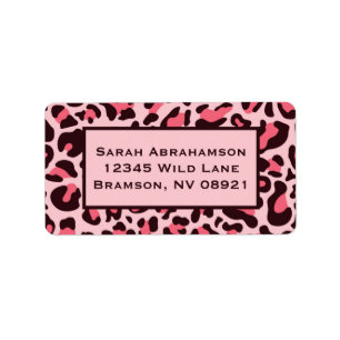 Pink Leopard Print Wild Return Address Labels