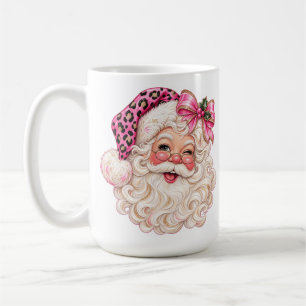 Pink Leopard Santa Christmas Cozy Christmas Coffee Mug