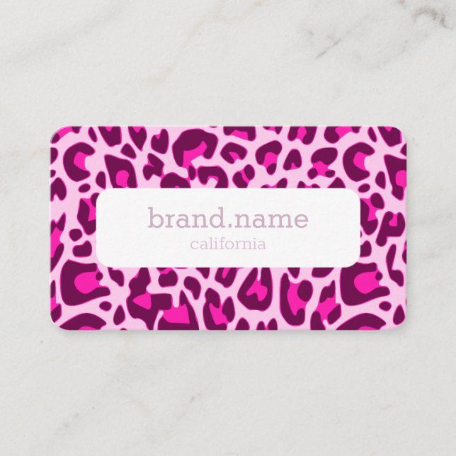 Pink Leopard Skin Animal Print Rockabilly Pattern Business Card (Front)