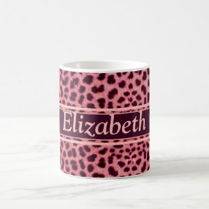 Pink Leopard Skin Pattern Personalize Coffee Mug