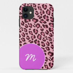 Pink Leopard Skin with Monogram iPhone 11 Case