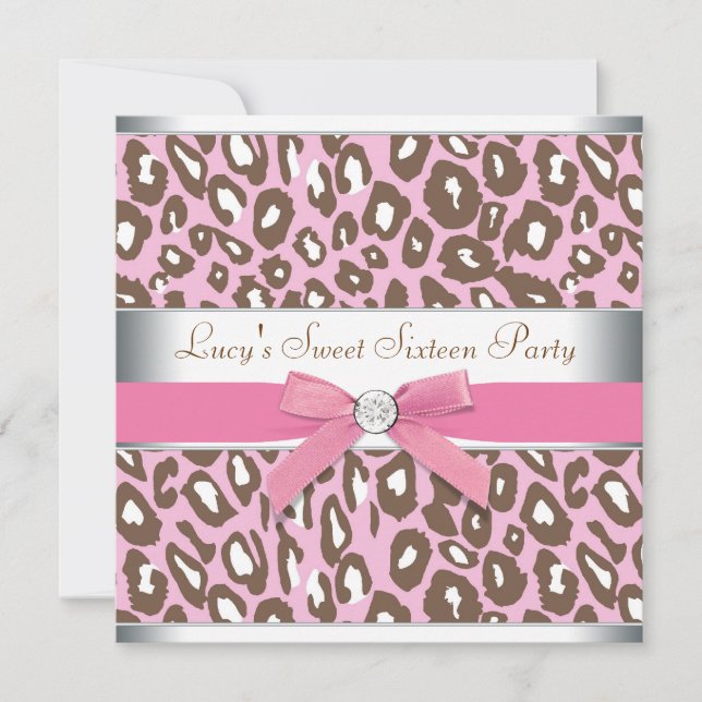 Pink Leopard Sweet 16 Party Invitation (Front)