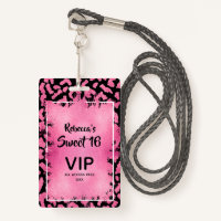 Pink Leopard Sweet 16th Birthday Invite VIP Pass