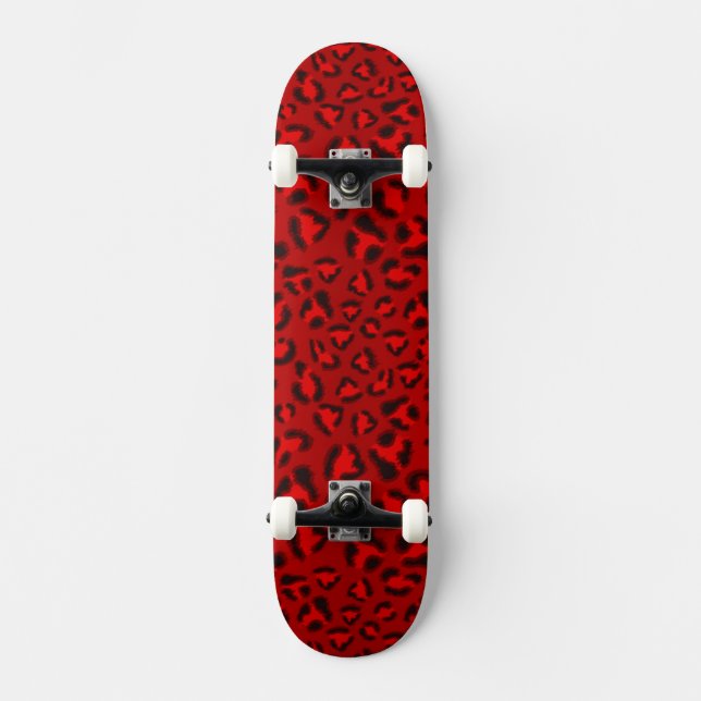 Pink leopard texture pattern. skateboard (Front)