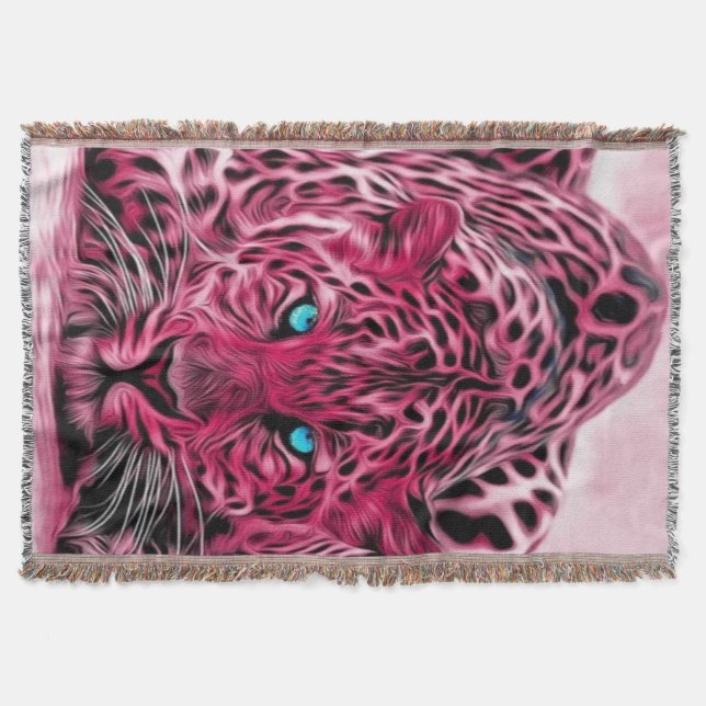Pink Leopard Throw Rug Blanket (Front)