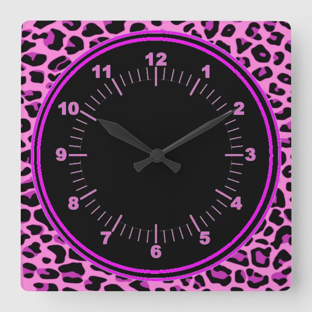 Pink Leopard Wall Clock (Front)