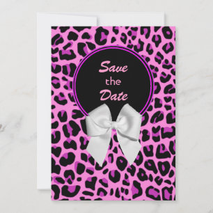 Pink Leopard Wedding Save the Date Invitation