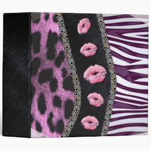 Pink leopard Zebra Lips Binder