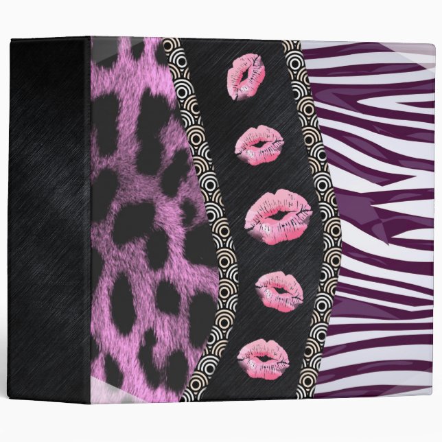 Pink leopard Zebra Lips Binder (Front/Spine)