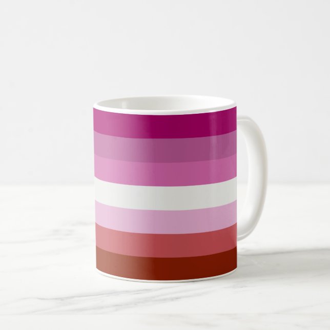 Pink Lesbian Pride Flag Coffee Mug (Front Right)