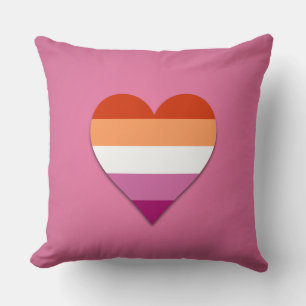 Pink lesbian pride heart design throw pillow