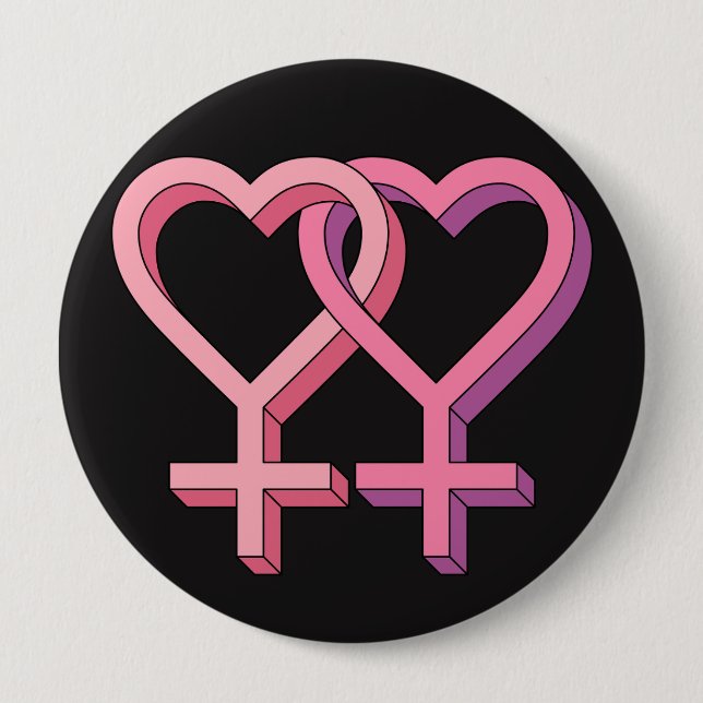 PInk Lesbian Symbol LGBT Equality Button (Front)